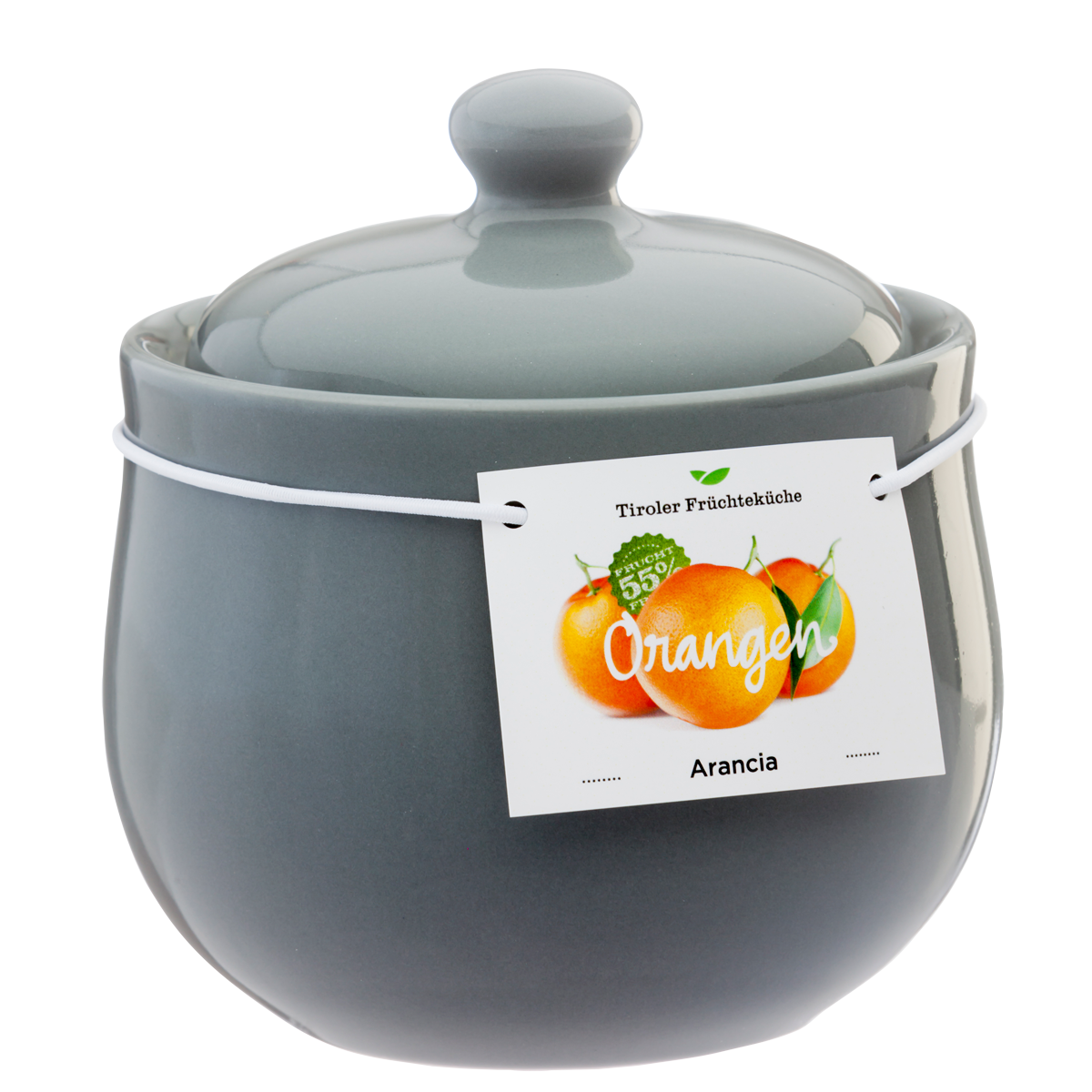 Keramiktopf mit Deckel grau